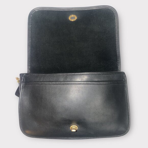VTG Coach Convertible Clutch 9635 Black Leather Brass 90s Bag USA Tag New Strap - Picture 10 of 16